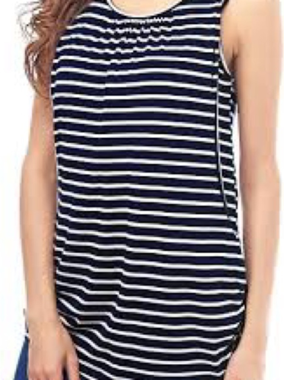 Smallshow Maternity Nursing Tank Top NWT Navy White Stripe XXL Ruched